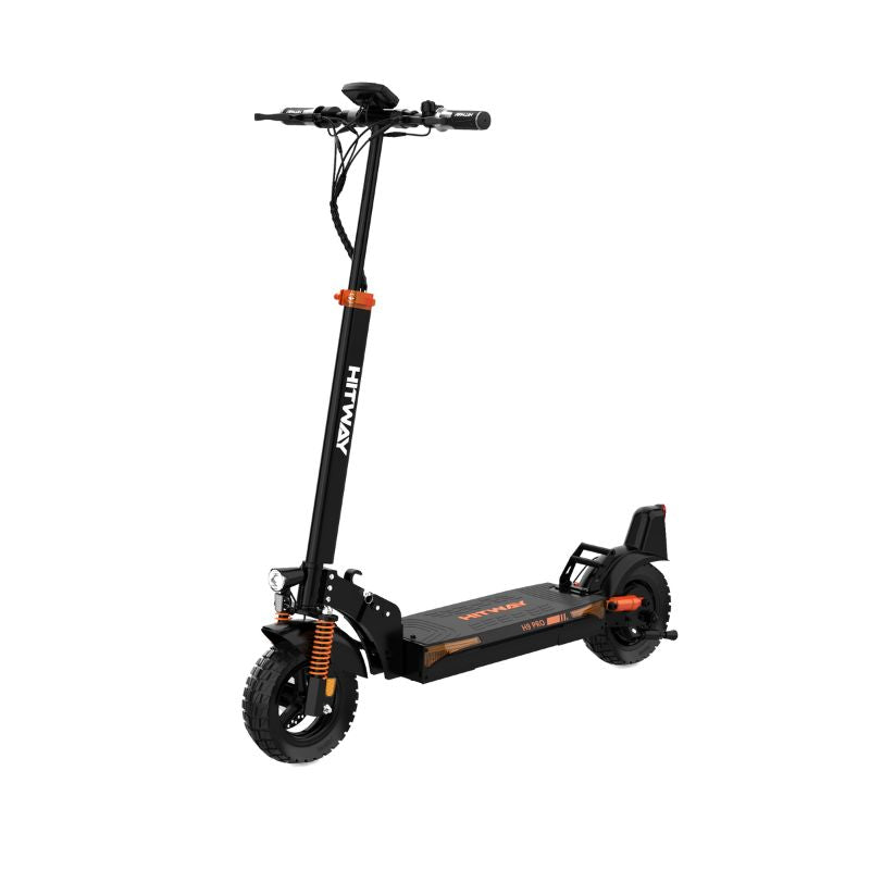 Unfolded H9 Pro riding on city stree