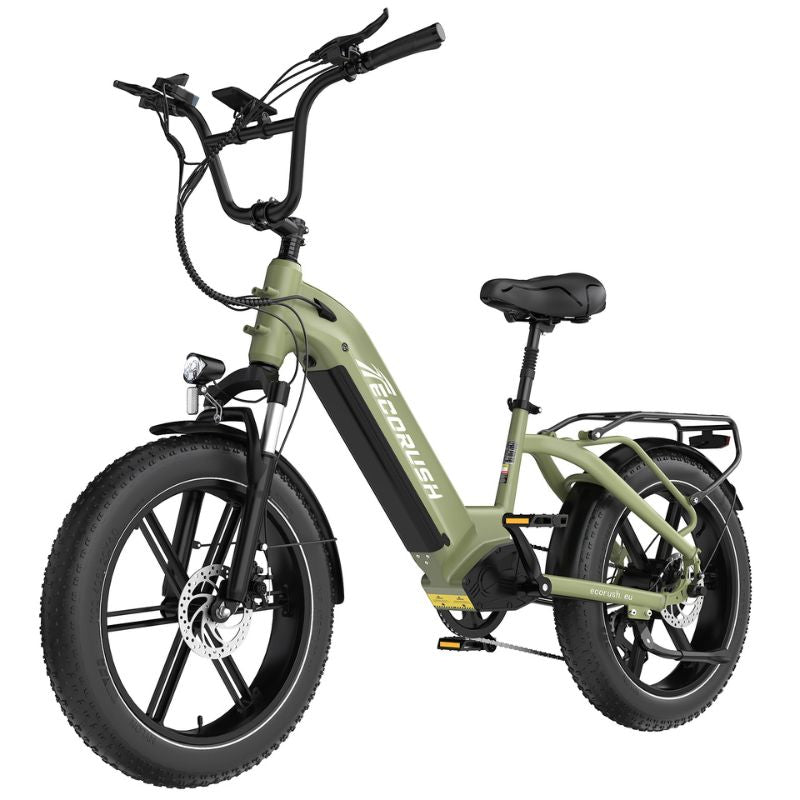 Rider using ECORUSH R6 e-bike on trail terrain