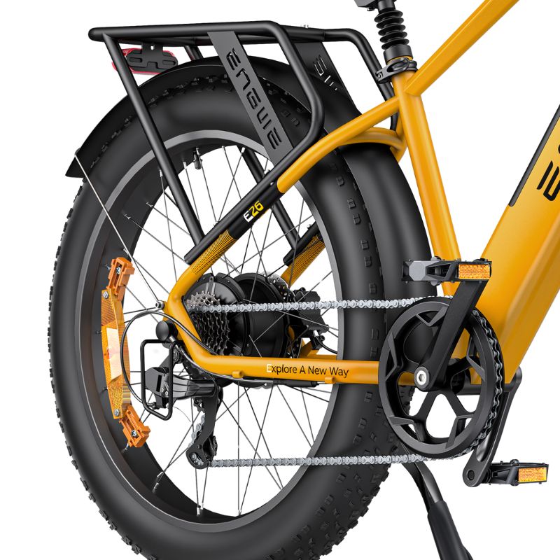 Close-up of 26 x 4.0 Fat Tires on Engwe E26