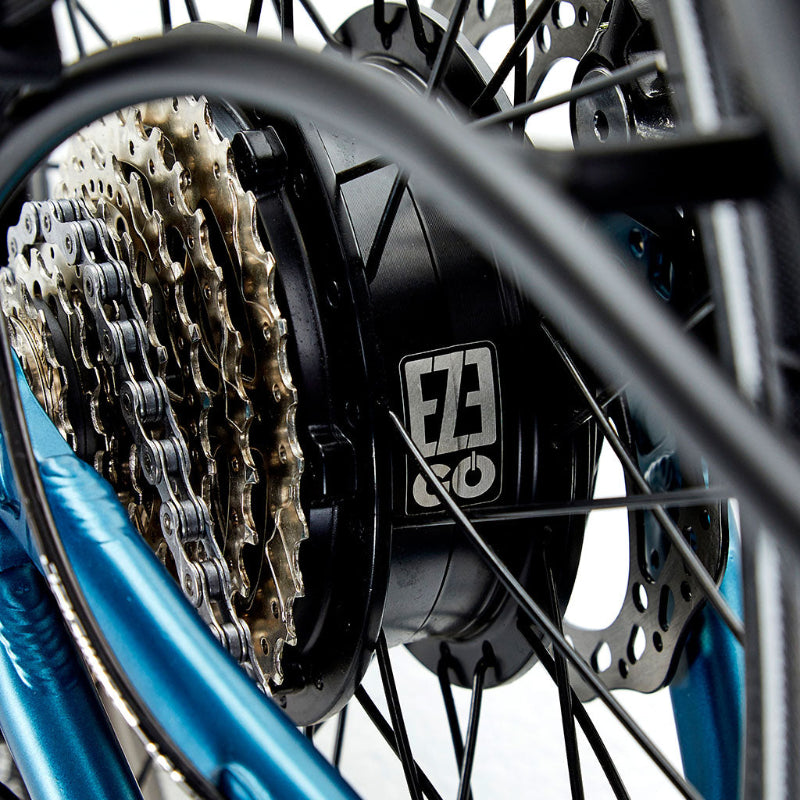 Close-up of Shimano gear system – precision shifting