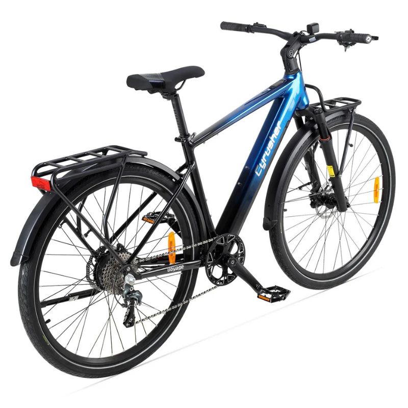 LED front light on Cyrusher Voyage E-Bike during a night ride