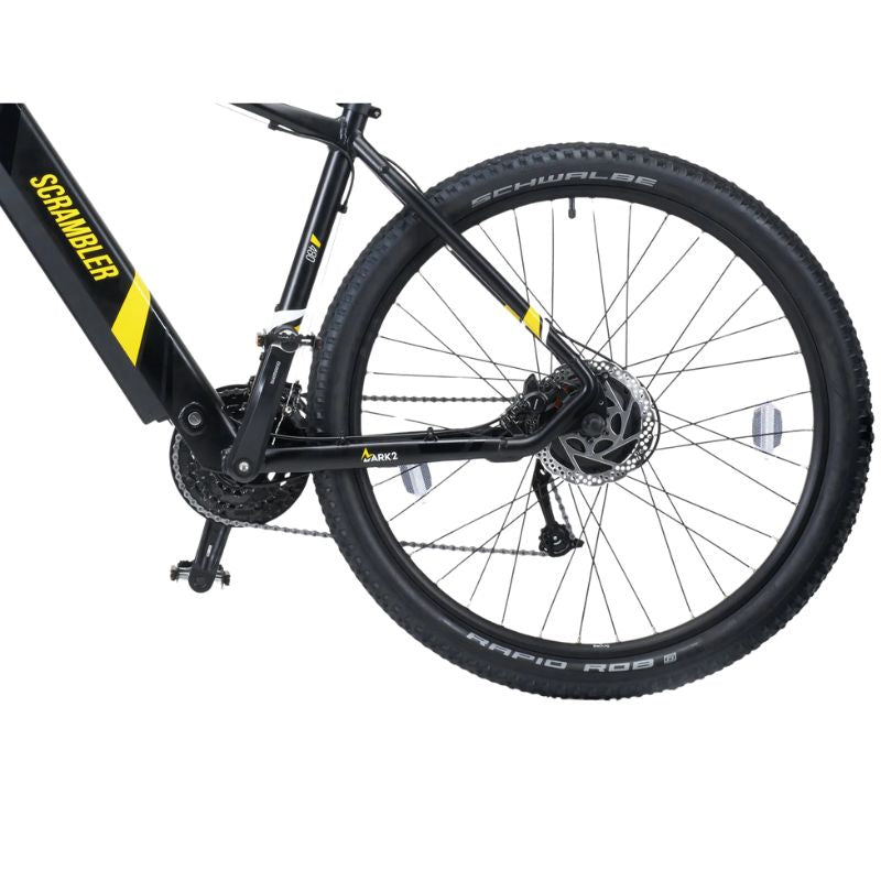 Shimano Deore 10-speed gears and hydraulic disc brakes on Mark2 Scrambler