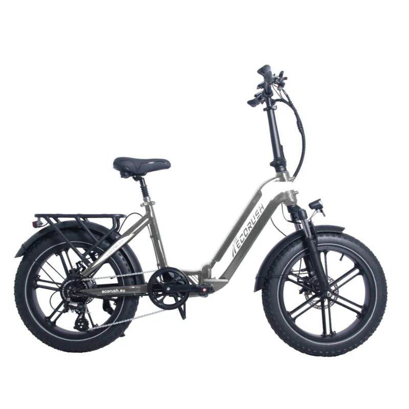 ECORUSH R2 fat‑tire folding electric bike black side view