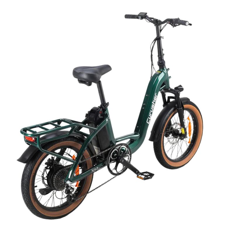 Rear rack integrated into green Nova frame