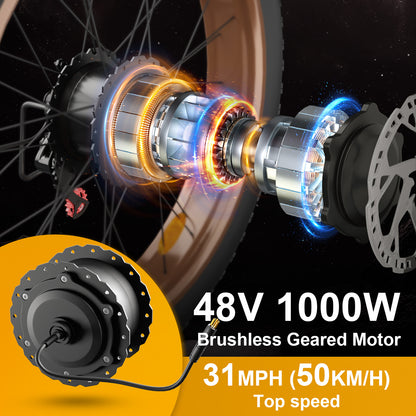 BluVall F1 1000W Electric Fat‑Tire Bike