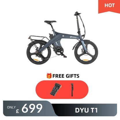 DYU T1 20-Inch Foldable Electric Bike | 250W | 36V 10Ah | 25 km/h