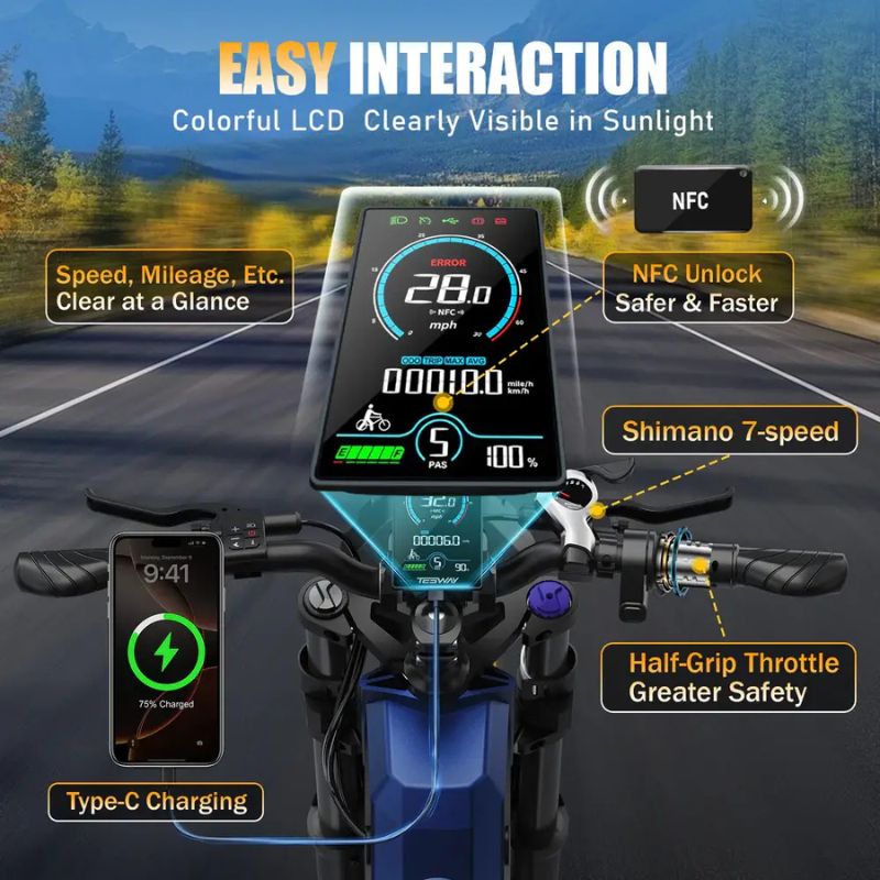 TESWAY X9 Ultra Electric Bike – Factory-Locked 250W EAPC-Compliant Configuration, 60V 30Ah