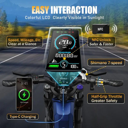 TESWAY X9 Ultra Electric Bike – Factory-Locked 250W EAPC-Compliant Configuration, 60V 30Ah