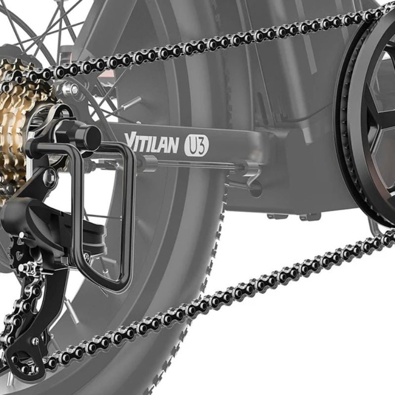 Vitilan U3 Shimano 7-speed gear shifter and brake lever close-up