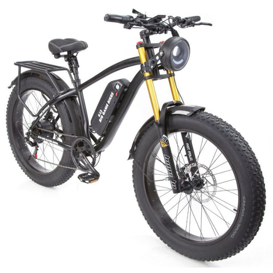Buffalo Alpha Plus 750W mountain eBike side profile—to highlight fat tyres and frame