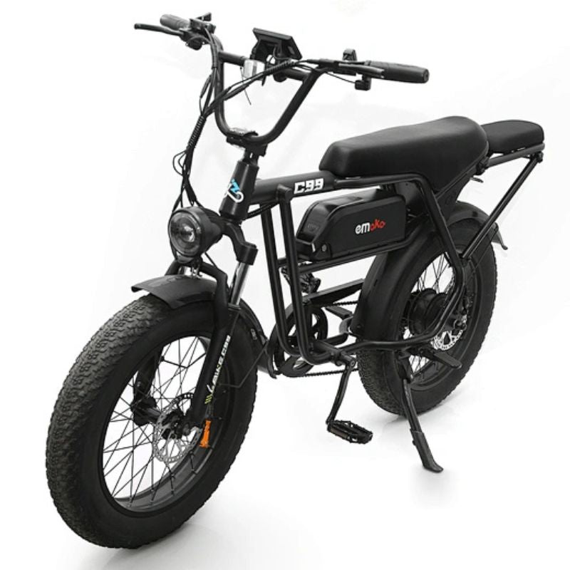 Emoko C99 48V battery pack mounted on frame – lithium battery e-bike