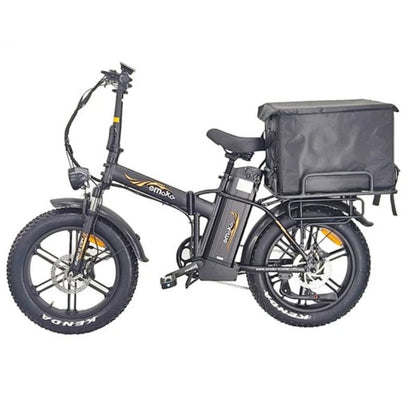 Emoko C94 foldable cargo e-bike side view with 20 inch fat tires black frame