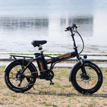 Fat 20‑inch tires and puncture‑resistant tread detail