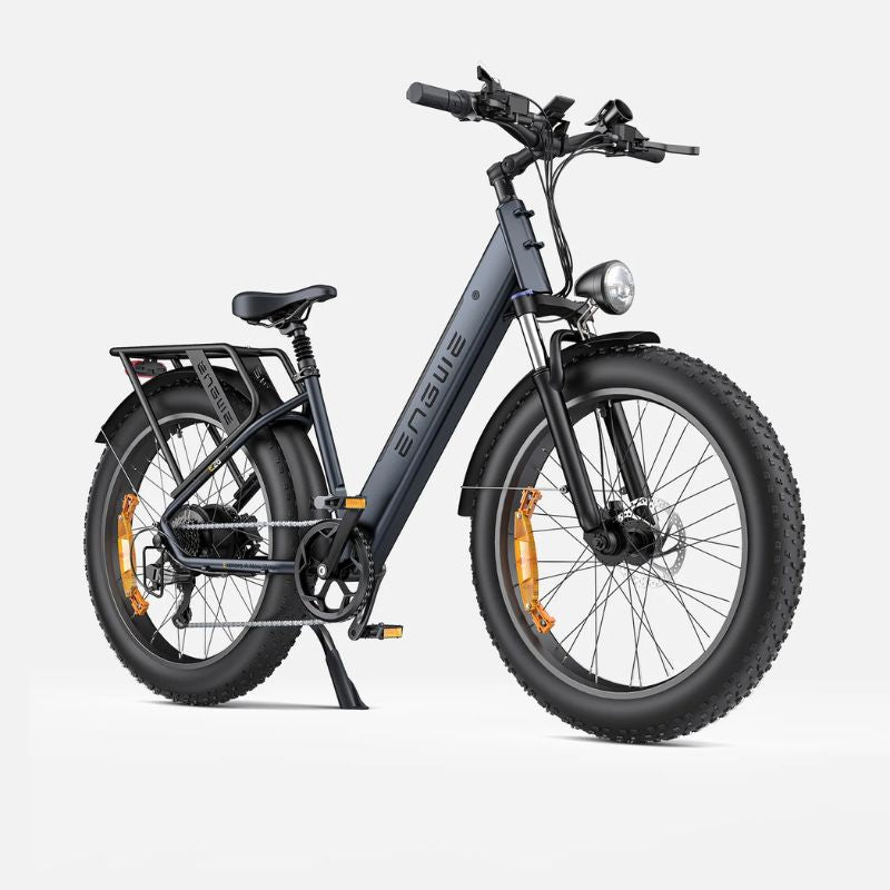 ENGWE E26 fat‑tire e‑bike overall look, Galaxy grey finish, urban setting side profile
