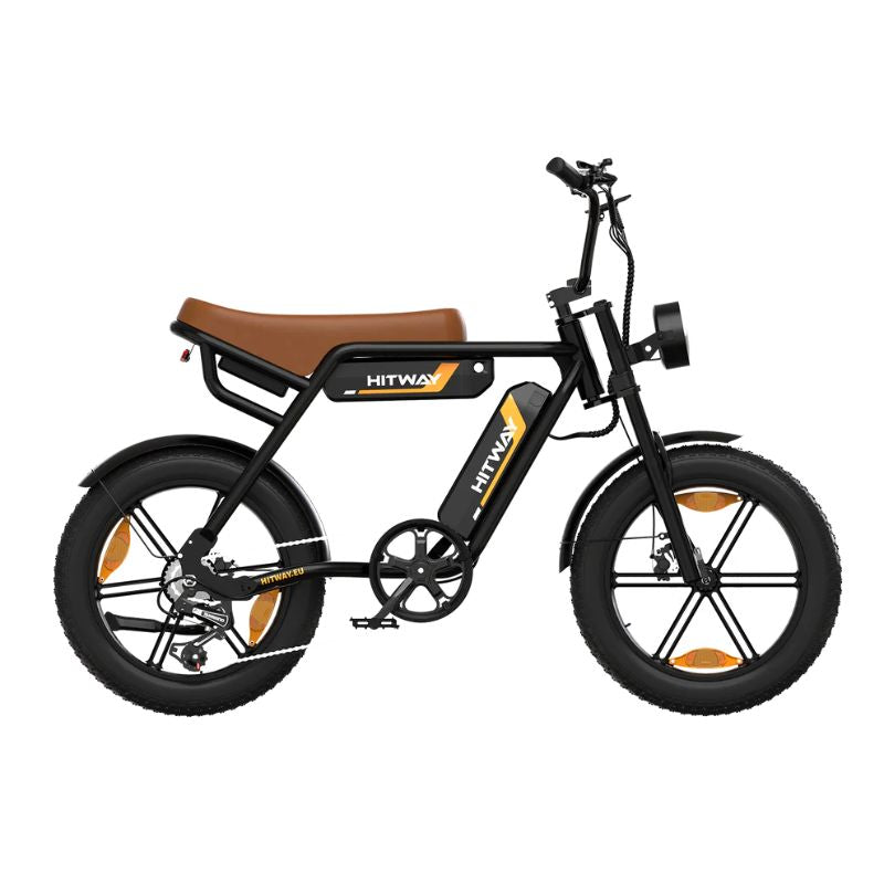 A full shot of the HITWAY BK17 dual battery electric bike against a scenic, rugged backdrop.