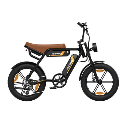 A full shot of the HITWAY BK17 dual battery electric bike against a scenic, rugged backdrop.