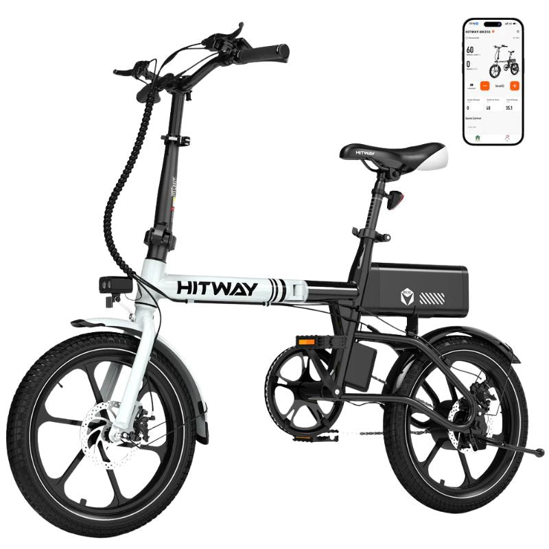 HITWAY BK35S folding electric bike folded compactly showing the hinge mechanism and compact storage size