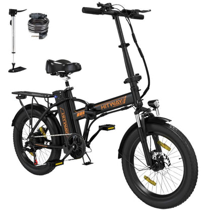 Hitway BK11 folding electric bike unfolded in city park
