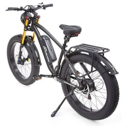 Rear rack loaded and adjustable spring‑loaded saddle