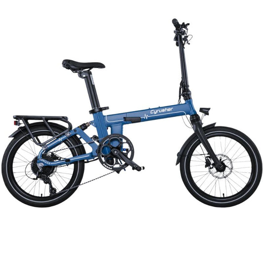 Side view of Cyrusher Sonder folding e‑bike in folded position