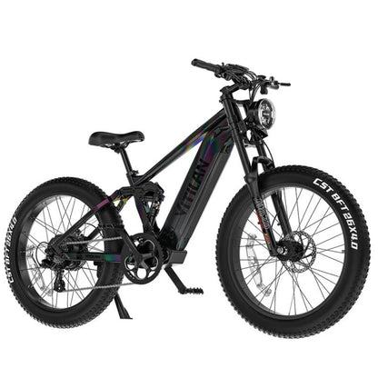 Vitilan T7 adjustable air suspension fork and wide puncture-proof CST tyre detail