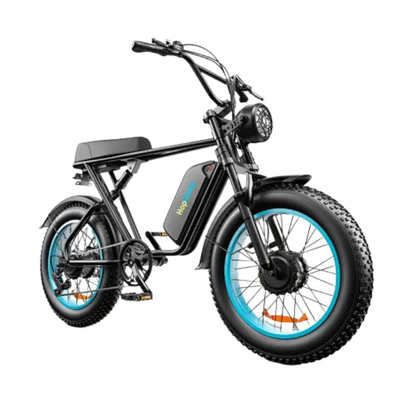 Emoko C91 off-road e-bike front LED headlight and handlebar controls