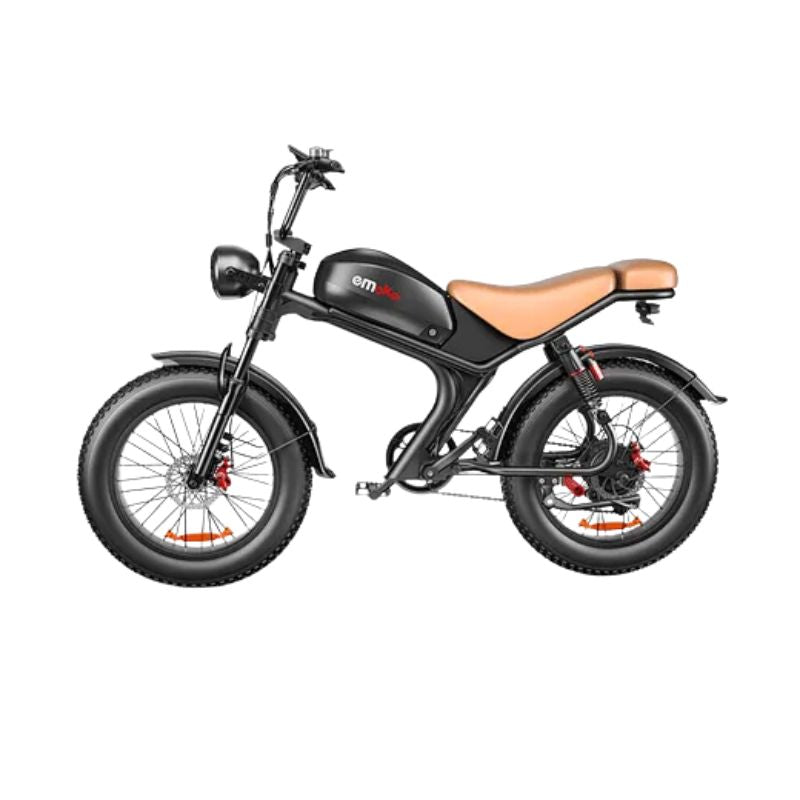 Emoko C93 electric bike riding on gravel road off-road terrain
