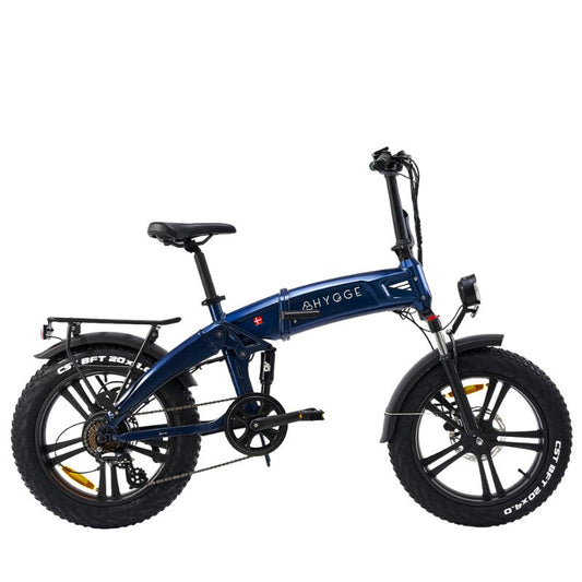 Sorø Folding E-Bike in Royal Blue on mountain trail