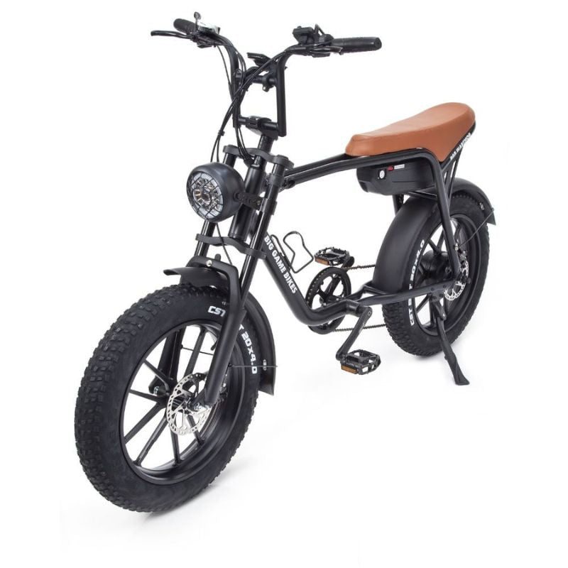 Dual suspension fork and 20×4″ tyre detail