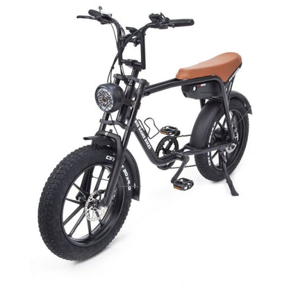 Dual suspension fork and 20×4″ tyre detail
